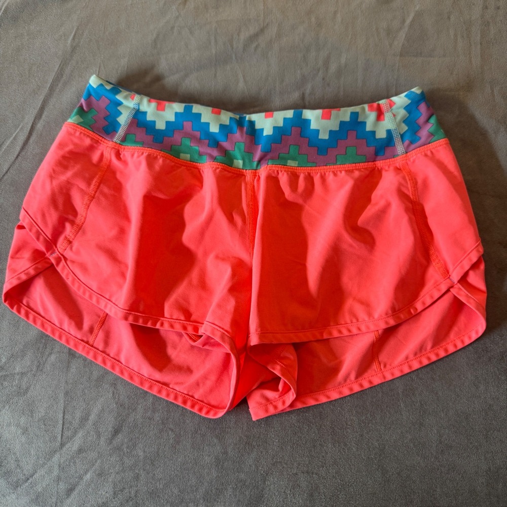 Ivivva Girls Athletic Short‎ 14 Pink Geometric Waistband Active Sporty Summer